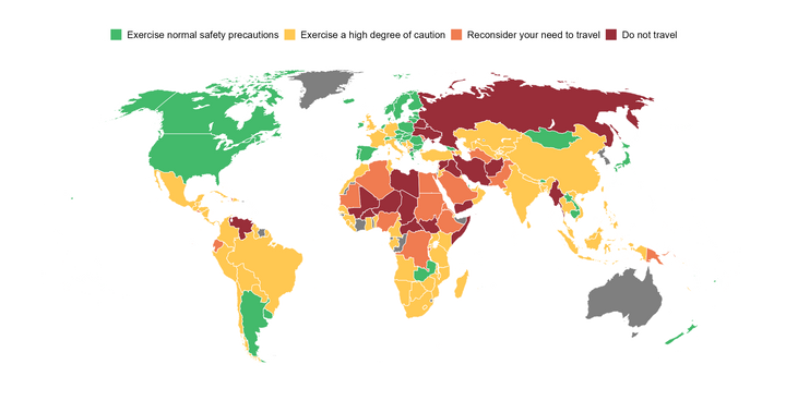 How to map the Australian Government's Travel Advice in R